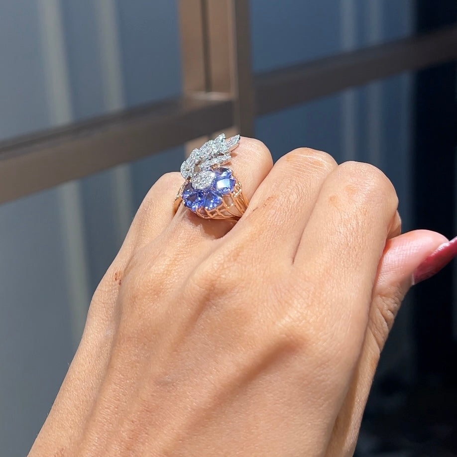 Enchanted Bloom & Leaf Diamond Ring