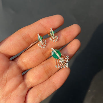 Emerald Plume Diamond Pendant Set