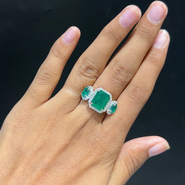 Emerald Trinity Diamond Ring