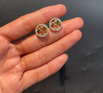 Aaradhya Om Diamond Stud Earrings