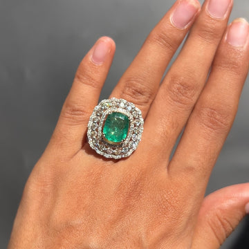 Emerald Halo Diamond Ring
