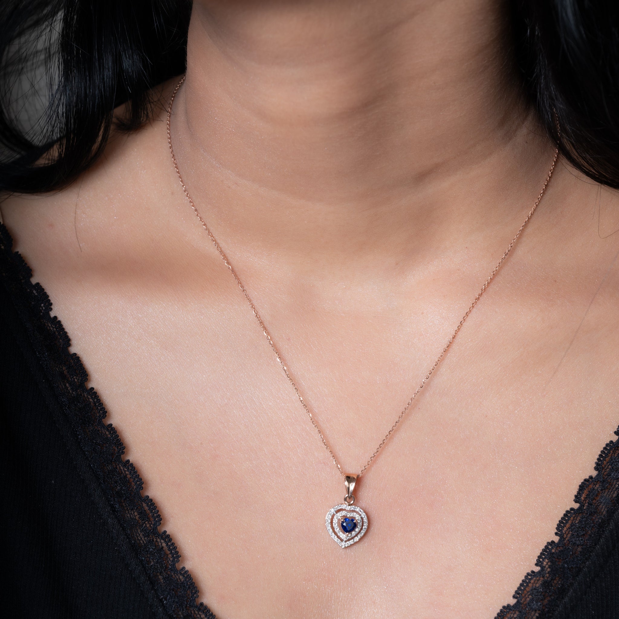 Blue Heart Pendant Set