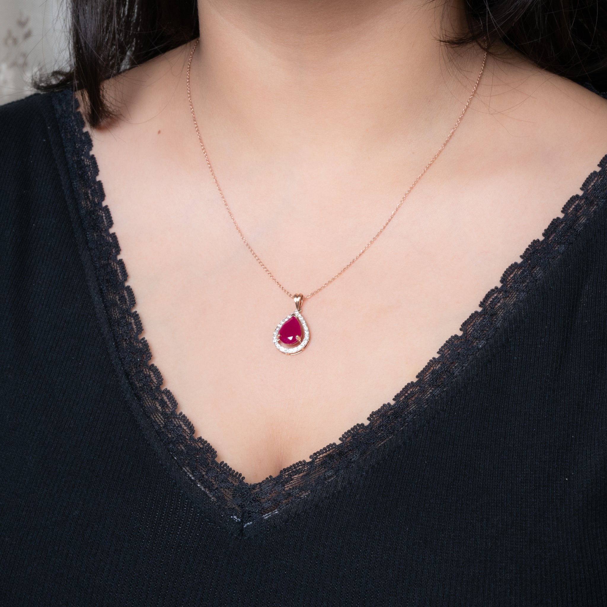 Red Drop Pendant Set