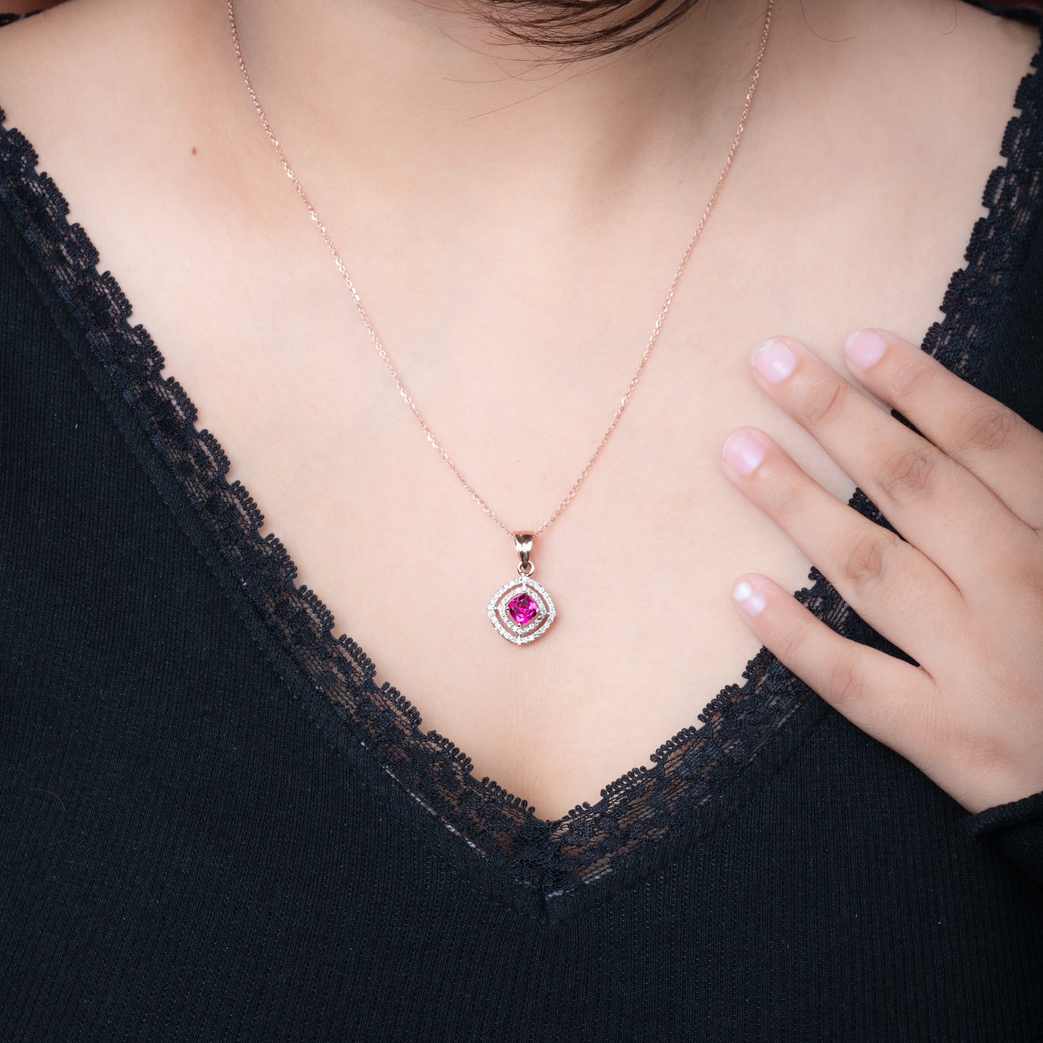 Radiant Square Pendant Set