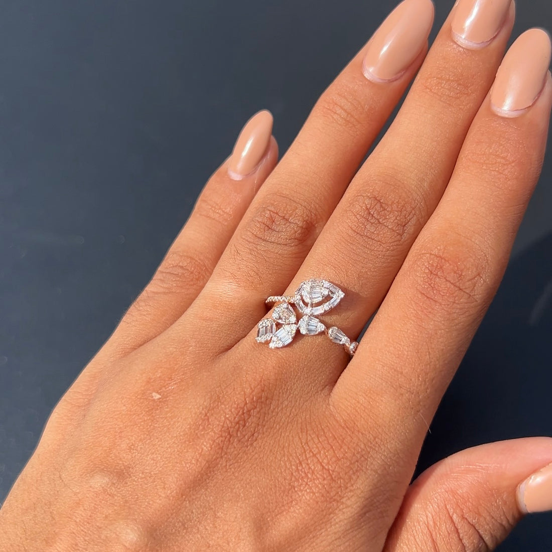 Twin Fern Diamond Ring