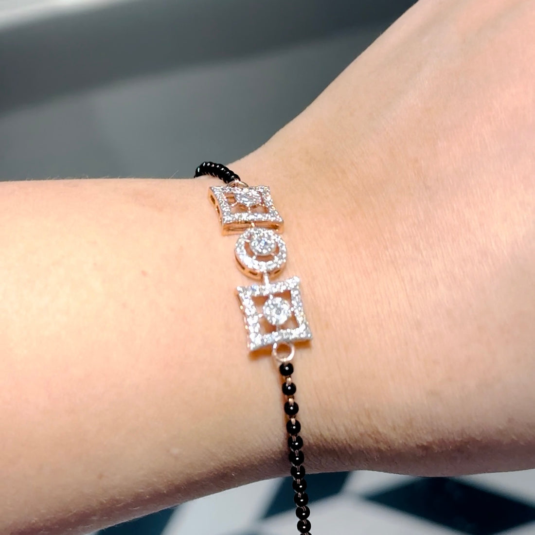 Stellar Squares Diamond Mangalsutra Bracelet