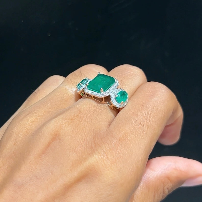 Emerald Trinity Diamond Ring