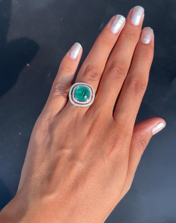 Emerald Royale Halo Ring