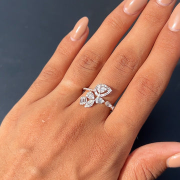 Twin Fern Diamond Ring