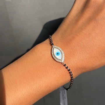 Evil Eye Spiral Diamond Mangalsutra Bracelet