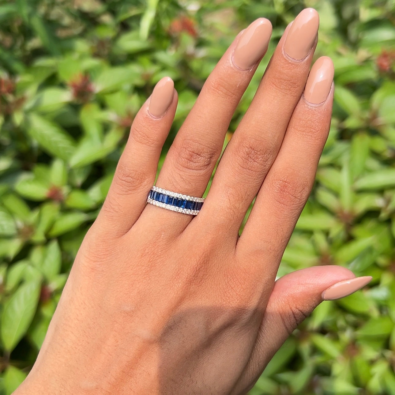 Sapphire Row Diamond Band Ring
