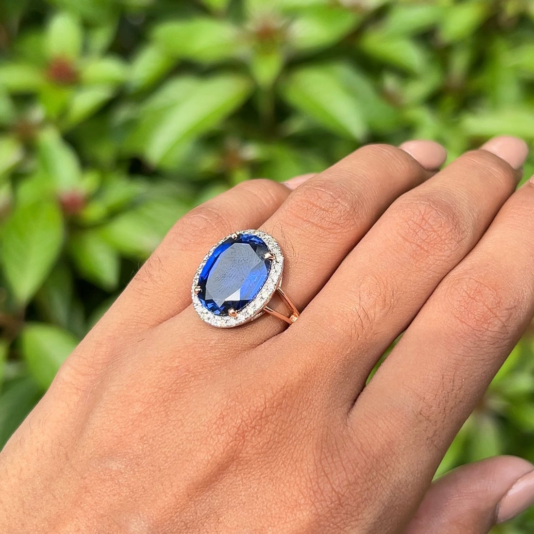 Sapphire Eclipse Oval Diamond Ring