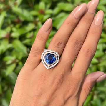 Ocean Flame Sapphire Diamond Ring