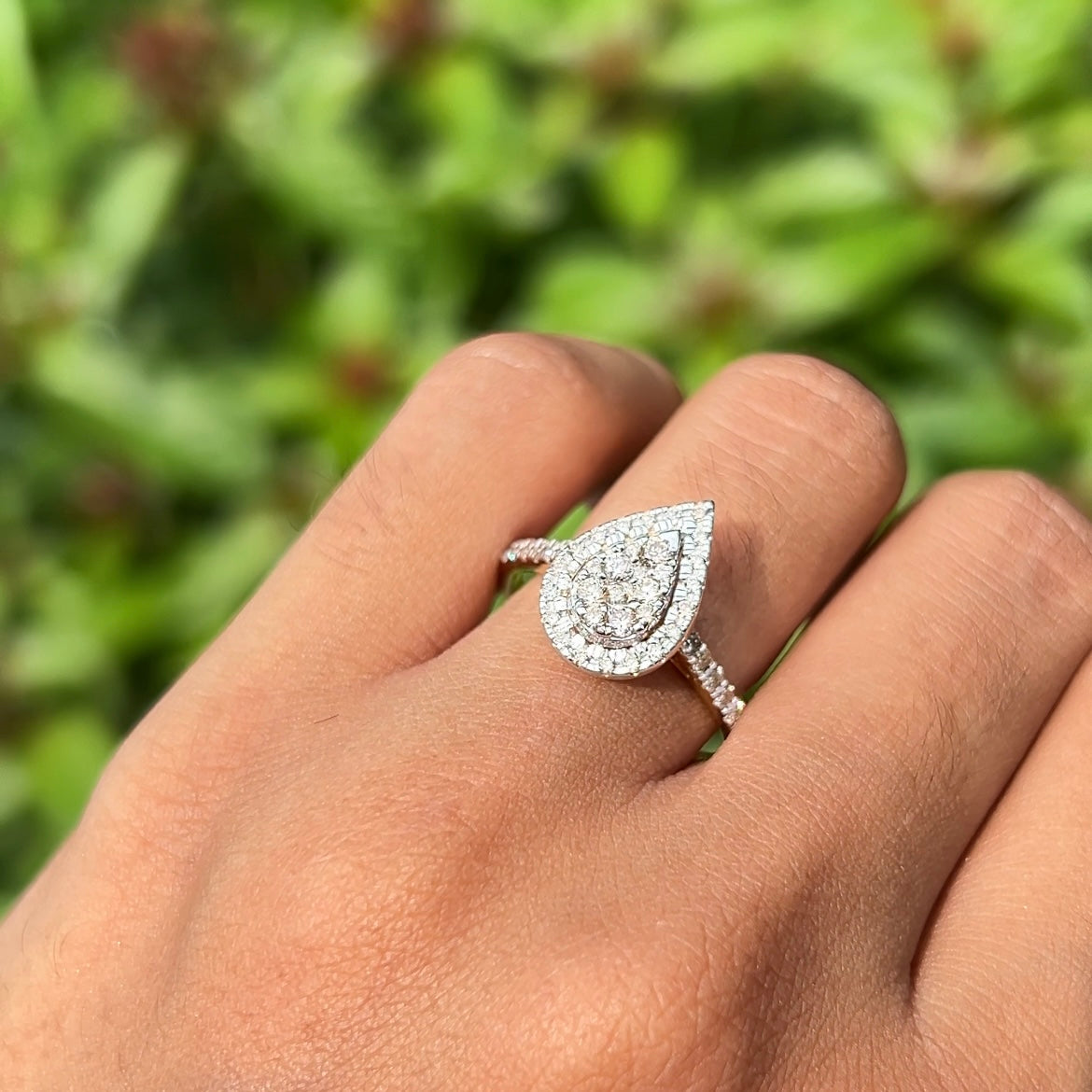Tear of Light Pear Diamond Ring