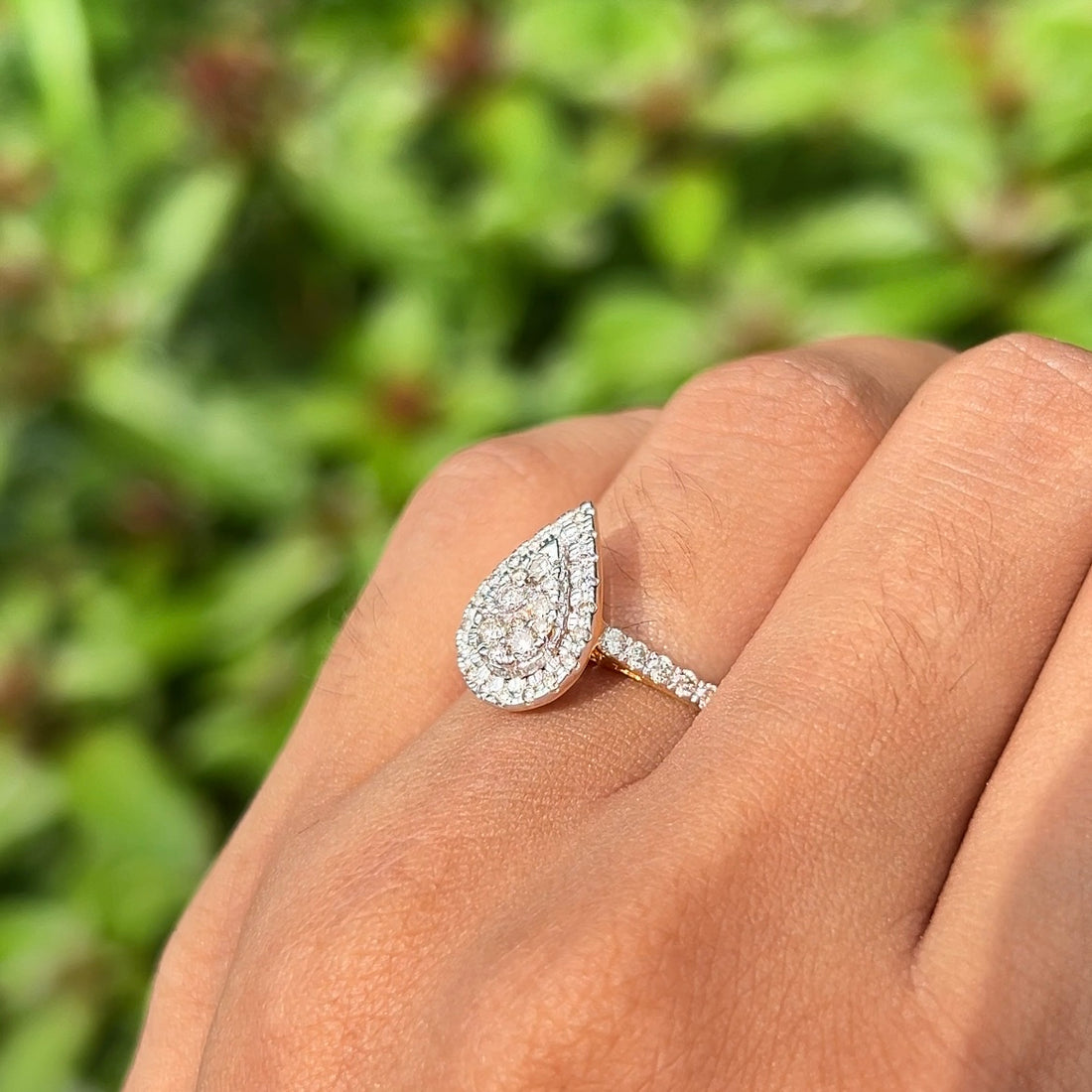 Tear of Light Pear Diamond Ring