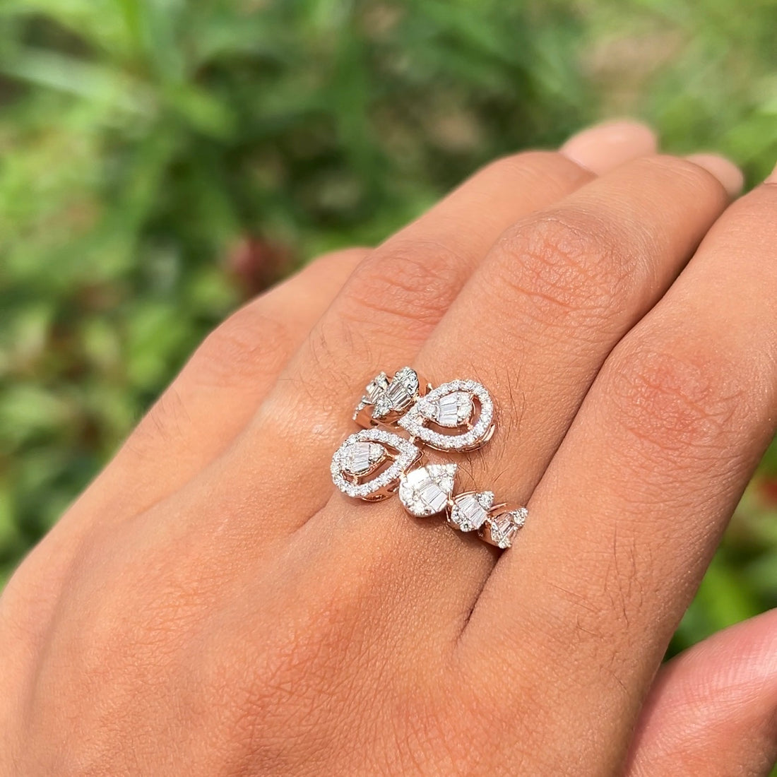 Twin Bloom Diamond Ring