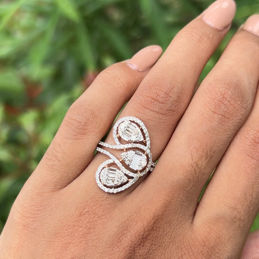 Cascade Swirl Diamond Ring