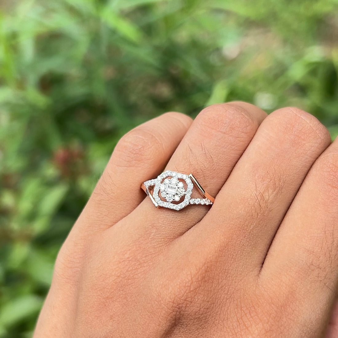 Celestia Hex Diamond Ring