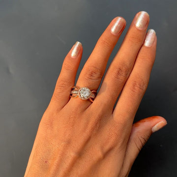 Aurora Halo Dual-Band Diamond Ring