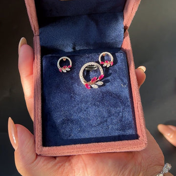 Rosalia Ruby Bloom Diamond Pendant Set