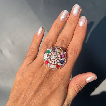 Celestia Navratna Bloom Diamond Ring