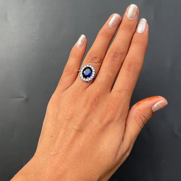 Neelam Halo Royale Diamond Ring