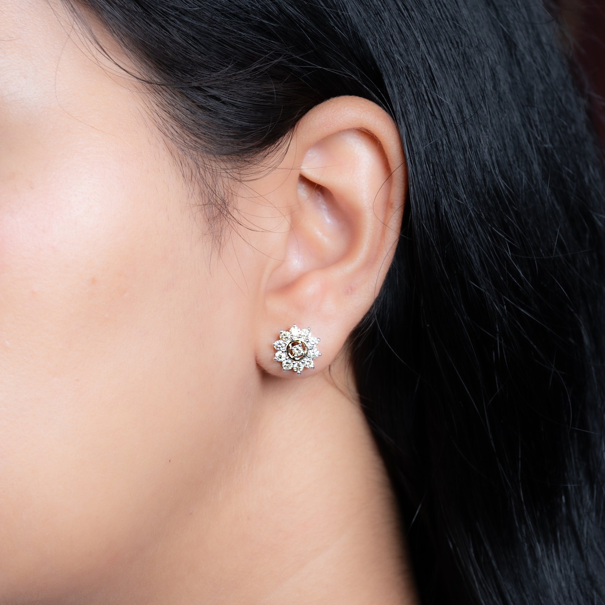 Flower Halo Diamond Earrings